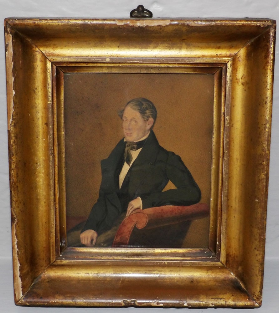 Small Antique Framed Watercolor of a Gentleman: Small Antique Framed Watercolor of a Gentleman . 8" x 7" ALL DESCRIPTIONS AND ANY CONDITION STATEMENT GIVEN BY LANGSTON AUCTION GALLERY ARE STRICTLY OPINIONS AND LANGSTON'S SHALL HAVE NO RESPONSIBILIT