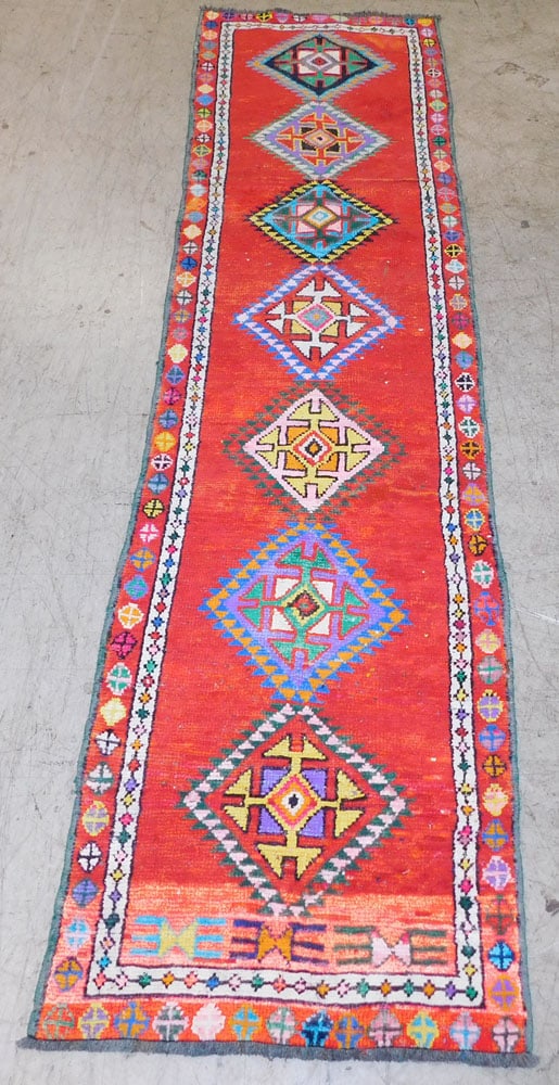 2' 9" x 10' 10" Hand Made Oriental Rug: 2' 9" x 10' 10" Hand Made Oriental Rug . ALL DESCRIPTIONS AND ANY CONDITION STATEMENT GIVEN BY LANGSTON AUCTION GALLERY ARE STRICTLY OPINIONS AND LANGSTON'S SHALL HAVE NO RESPONSIBILITY FOR ERRORS OR 
