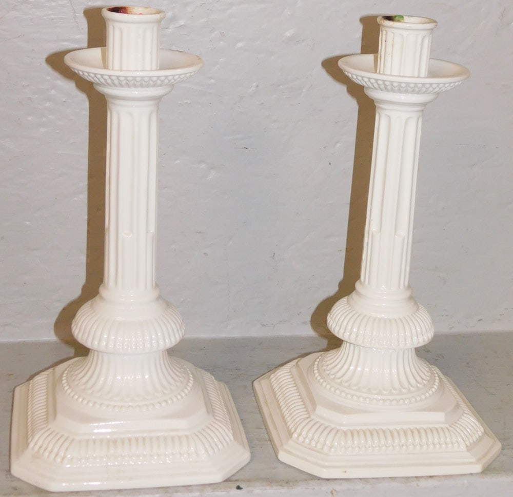 Pair of Porcelain Corinthian Column Candlesticks by Mottahedeh (1 of 3)