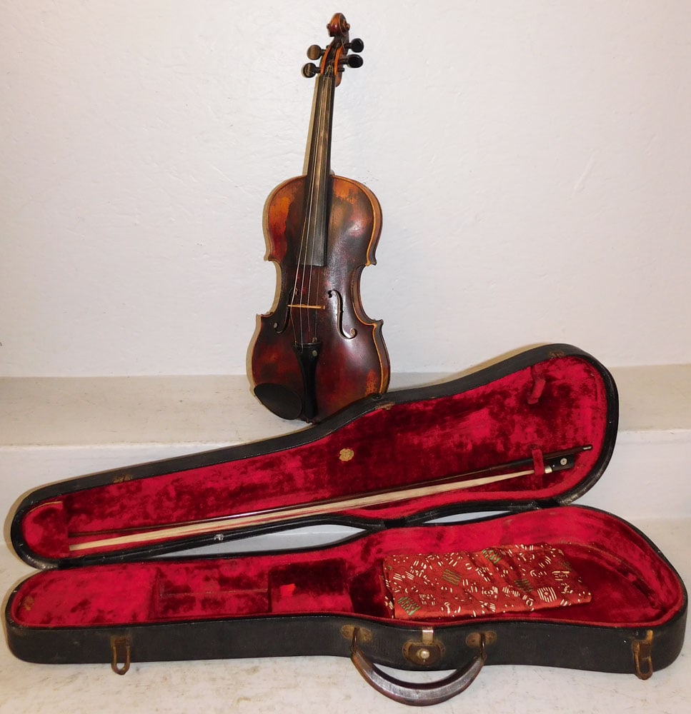 Antique Violin Labeled Jacobus Stainer with Bow & Case (1 of 5)