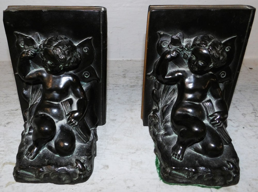 Pair of Painted Metal Cherub Bookends (1 of 4)