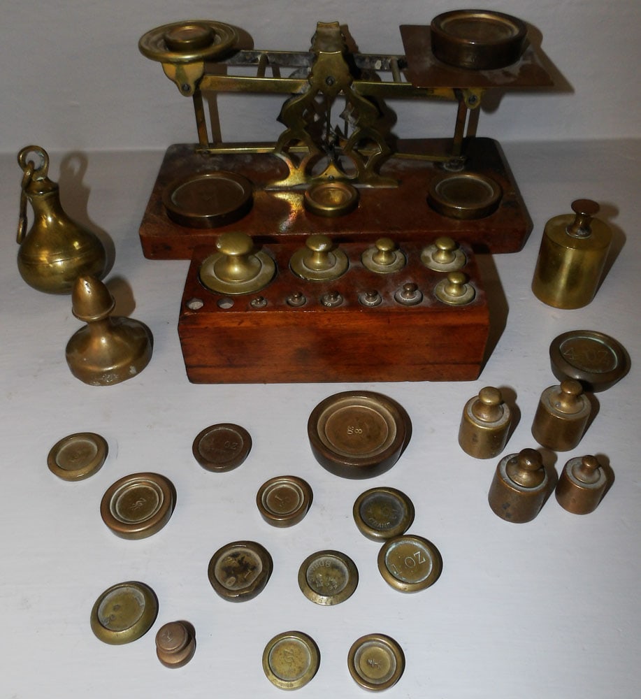 Antique Brass Scale & Weights (1 of 3)
