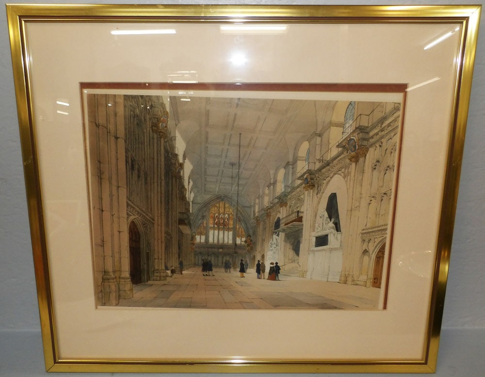 Framed Colored Print of Guildhall: Framed Colored Print of Guildhall. 19 1/2" x 22 1/4" ALL DESCRIPTIONS AND ANY CONDITION STATEMENT GIVEN BY LANGSTON AUCTION GALLERY ARE STRICTLY OPINIONS AND LANGSTON'S SHALL HAVE NO RESPONSIBILITY FO