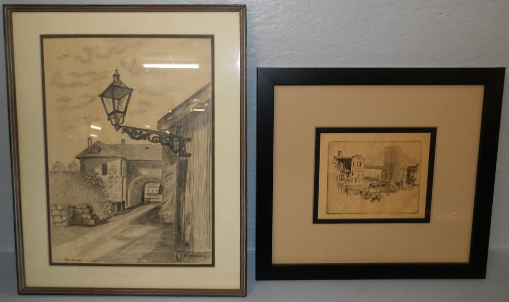 Framed Drawing & Framed Etching (1 of 5)