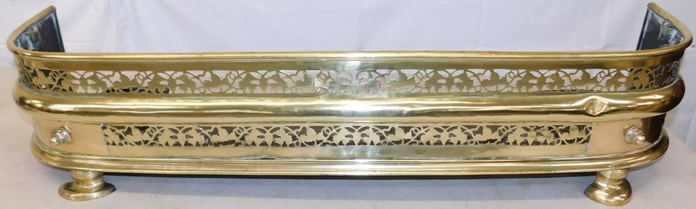 Antique Brass Fireplace Fender (1 of 6)