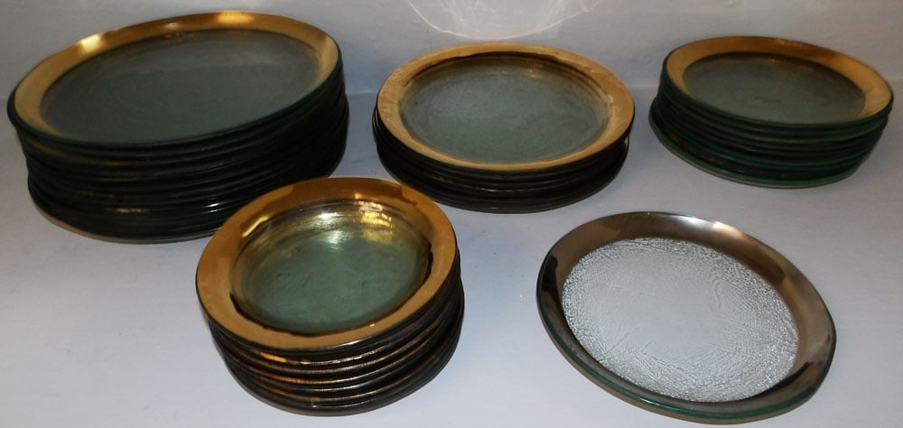 Thirty Eight Pieces of Signed & Dated Annieglass Dinnerware (1 of 6)