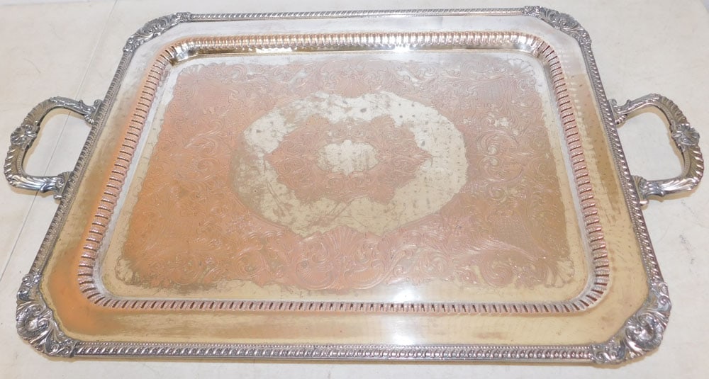 Silverplated on Copper Serving Tray - 2