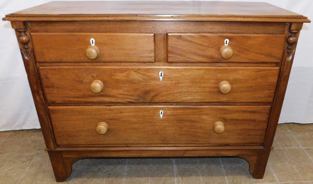 19th Century Mahogany Two Over Two Drawer Chest: 19th Century Mahogany Two Over Two Drawer Chest . 37 1/2" H 50" W 19 1/2" D ALL DESCRIPTIONS AND ANY CONDITION STATEMENT GIVEN BY LANGSTON AUCTION GALLERY ARE STRICTLY OPINIONS AND LANGSTON'S SHALL