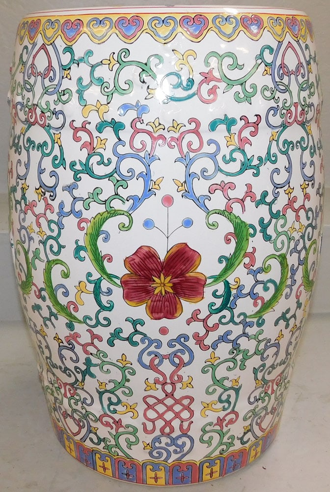 Painted Oriental Porcelain Garden Seat (1 of 4)