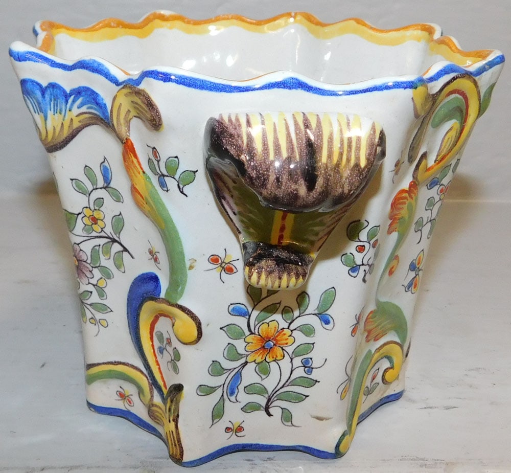 Small Polychrome Decorated Cache Pot - 2