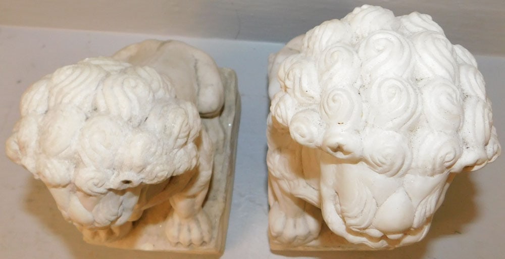 Two Alabaster Foo Dogs - 2