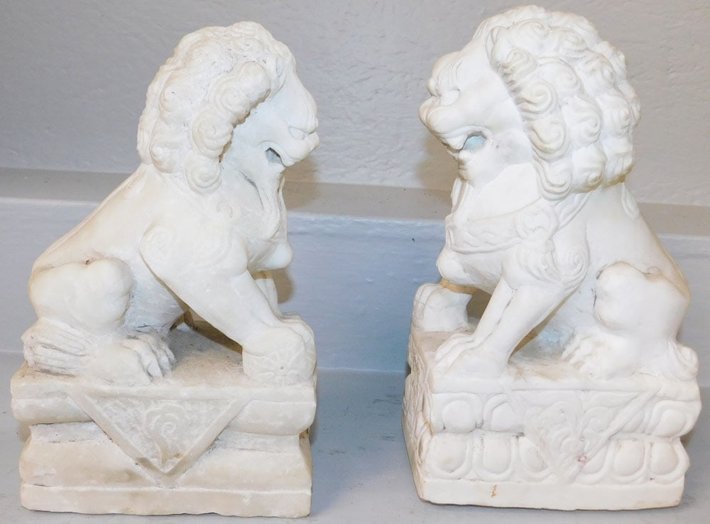 Two Alabaster Foo Dogs - 3