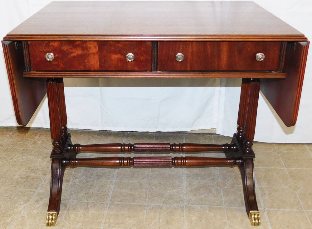Mahogany Drop Leaf Writing Table with Two Drawers (1 of 7)