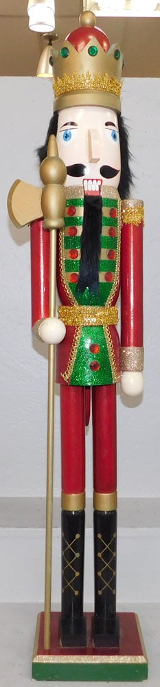 Painted Wood Nut Cracker: Painted Wood Nut Cracker . 41 1/2" H 8 1/2" W ALL DESCRIPTIONS AND ANY CONDITION STATEMENT GIVEN BY LANGSTON AUCTION GALLERY ARE STRICTLY OPINIONS AND LANGSTON'S SHALL HAVE NO RESPONSIBILITY FOR