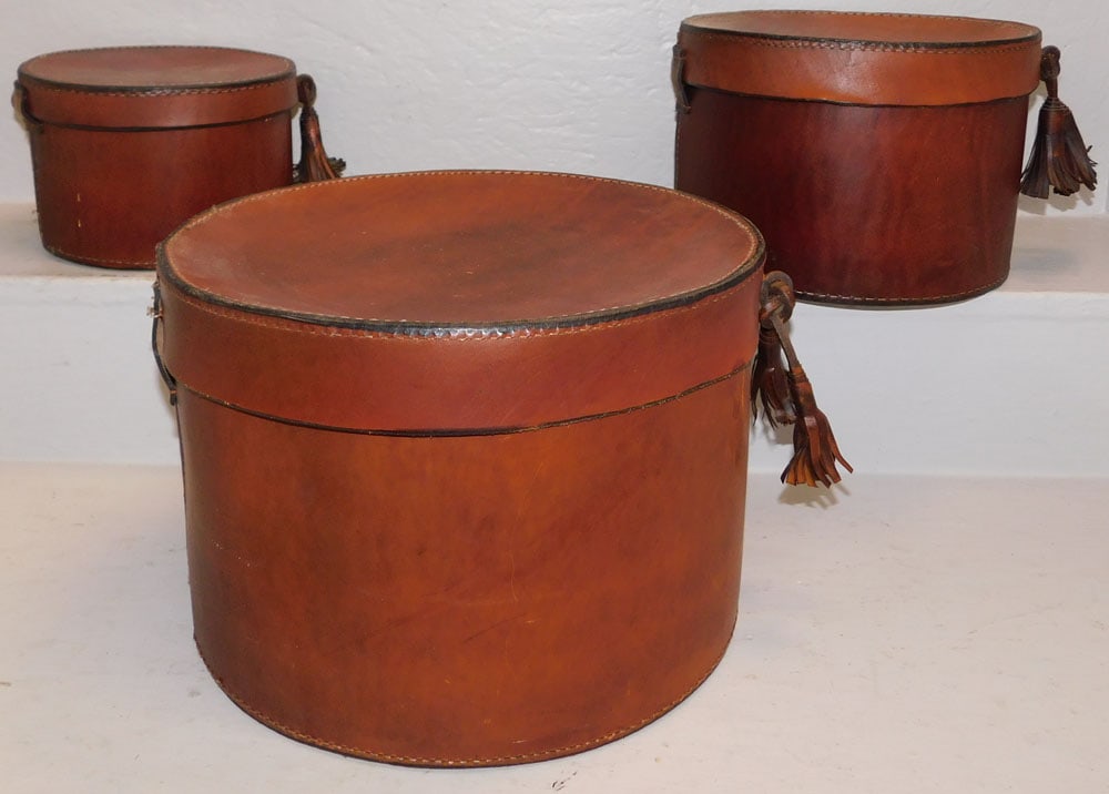 Three Leather Graduated Nesting Boxes