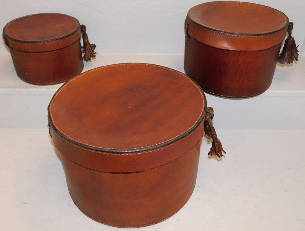 Three Leather Graduated Nesting Boxes - 2