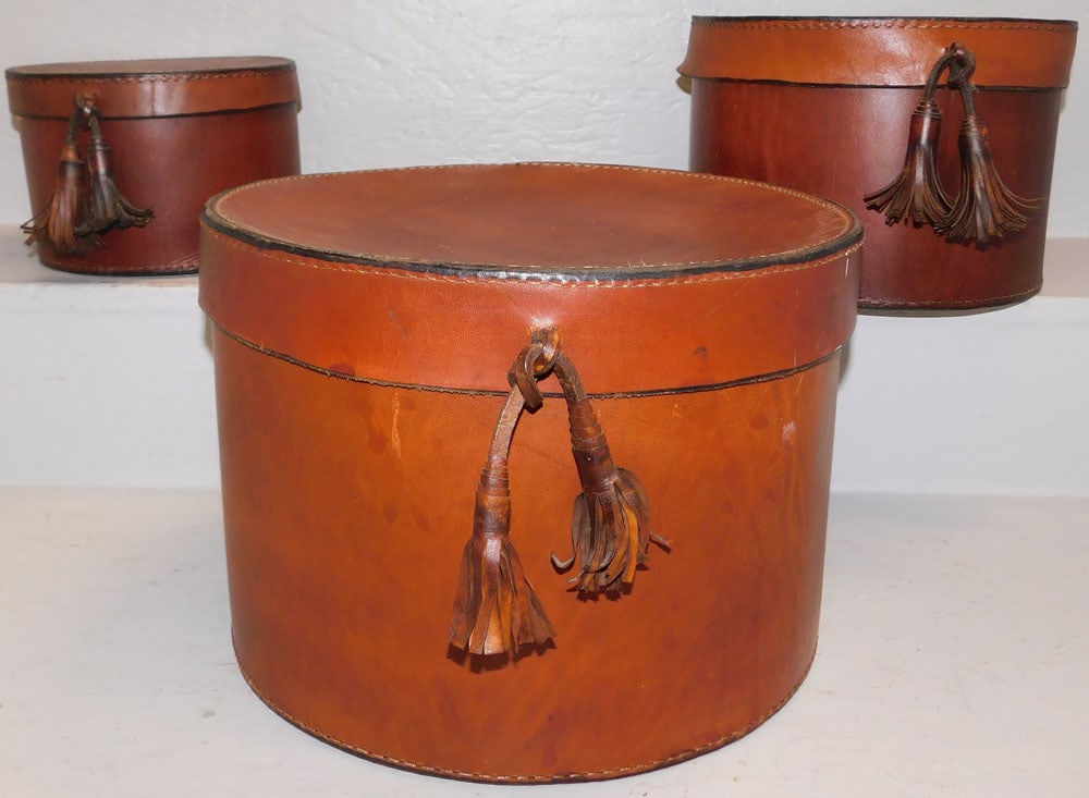 Three Leather Graduated Nesting Boxes - 3