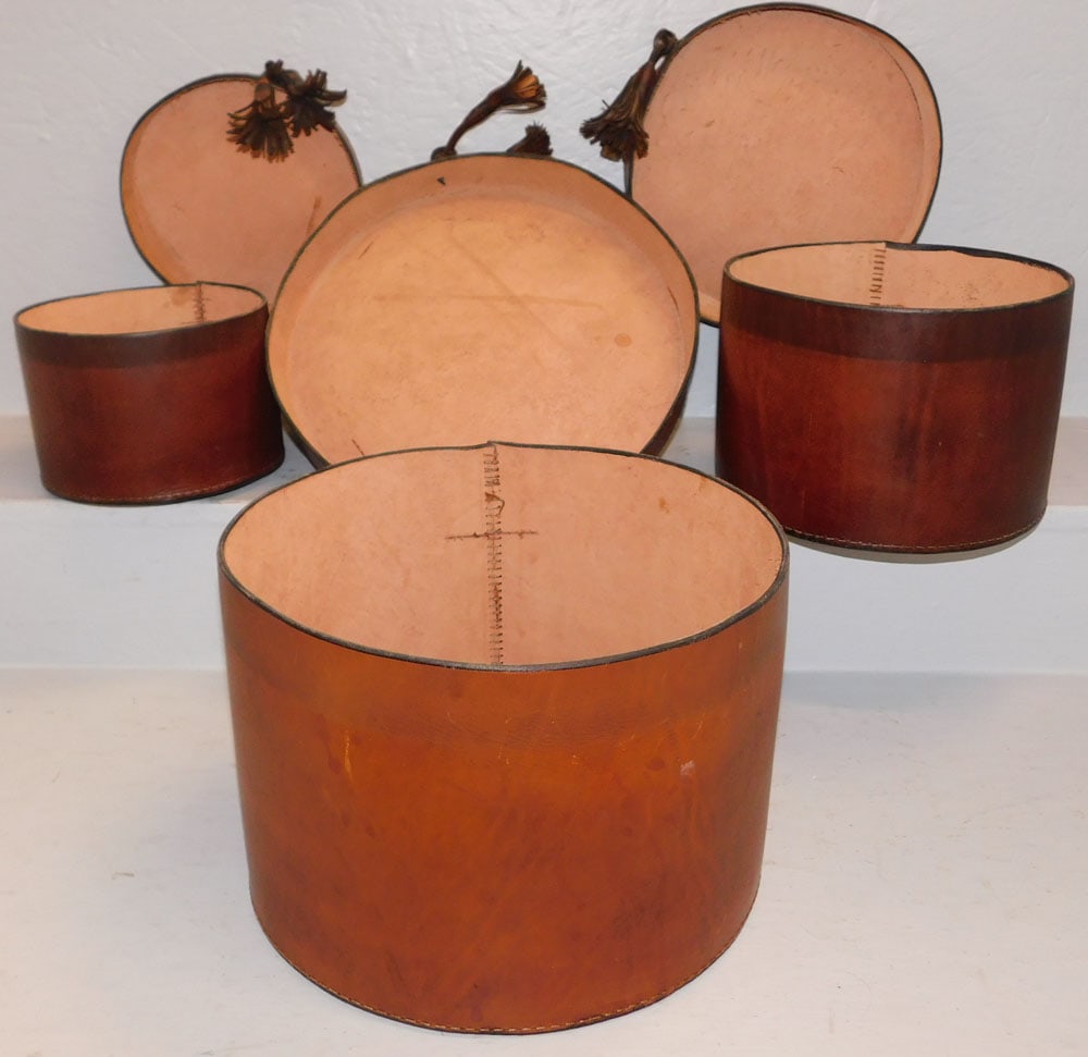 Three Leather Graduated Nesting Boxes - 4