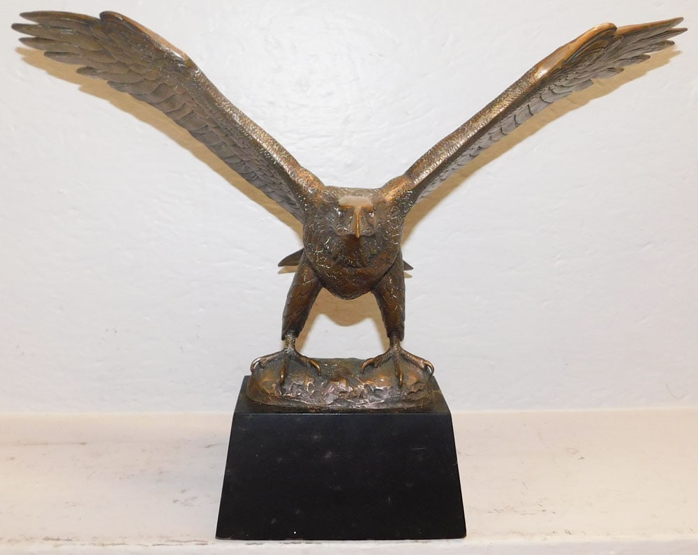Bronze Statue on Wood Stand of The Great American Eagle by Gilroy Roberts (1 of 4)