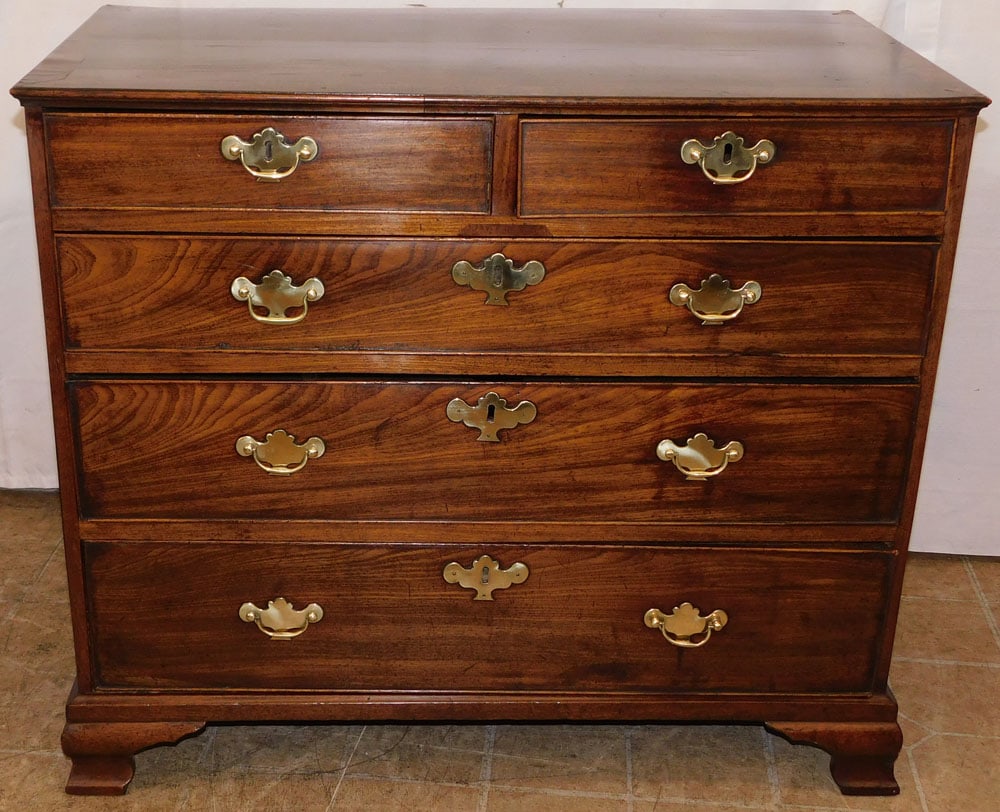 19th Century Mahogany Two Over Three Drawer Bed Side Chest: 19th Century Mahogany Two Over Three Drawer Bed Side Chest . 28 1/2" H 33 1/2" W 18" D ALL DESCRIPTIONS AND ANY CONDITION STATEMENT GIVEN BY LANGSTON AUCTION GALLERY ARE STRICTLY OPINIONS AND LANGSTON