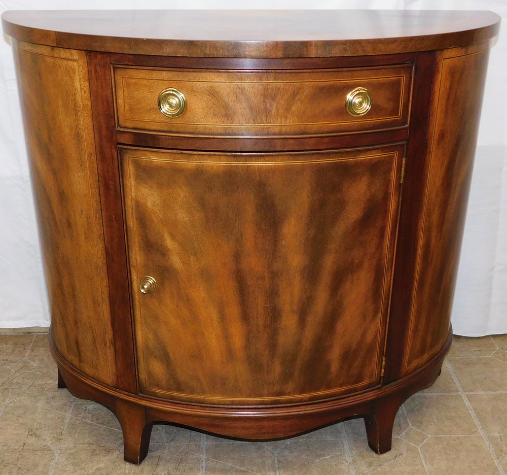 Mahogany Inlaid Demi Lune Console Cabinet by Henkel Harris (1 of 9)