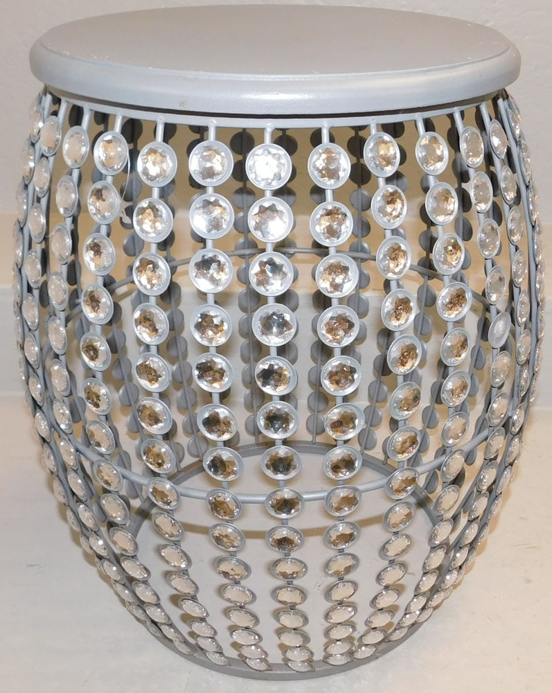 Modern Metal & Beaded Stand: Modern Metal & Beaded Stand . 18 1/2" H 13 1/2" Dia. ALL DESCRIPTIONS AND ANY CONDITION STATEMENT GIVEN BY LANGSTON AUCTION GALLERY ARE STRICTLY OPINIONS AND LANGSTON'S SHALL HAVE NO RESPONSIBILITY FO