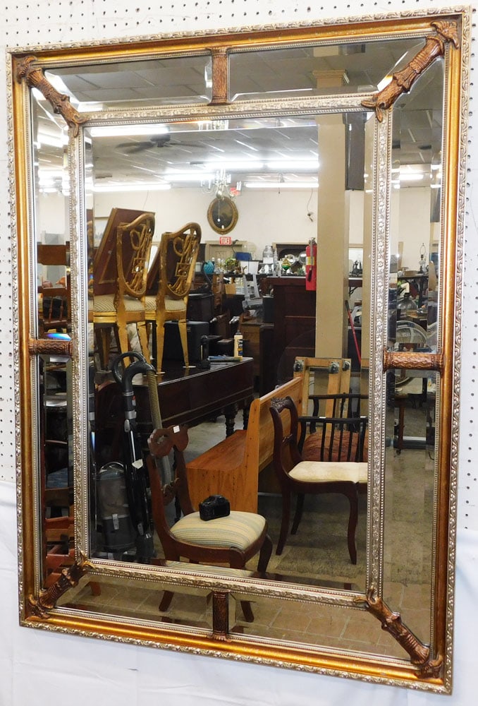 Gilded Frame Venetian Style Mirror: Gilded Frame Venetian Style Mirror . 48 3/4" x 36 3/4" ALL DESCRIPTIONS AND ANY CONDITION STATEMENT GIVEN BY LANGSTON AUCTION GALLERY ARE STRICTLY OPINIONS AND LANGSTON'S SHALL HAVE NO RESPONSIBILITY 