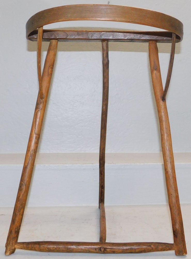 19th Century Ash & Elm Wood Lace Maker's Pillow Stand Marked SB: 19th Century Ash & Elm Wood Lace Maker's Pillow Stand Marked SB . 28 1/4" H 16" W 20" D ALL DESCRIPTIONS AND ANY CONDITION STATEMENT GIVEN BY LANGSTON AUCTION GALLERY ARE STRICTLY OPINIONS AND
