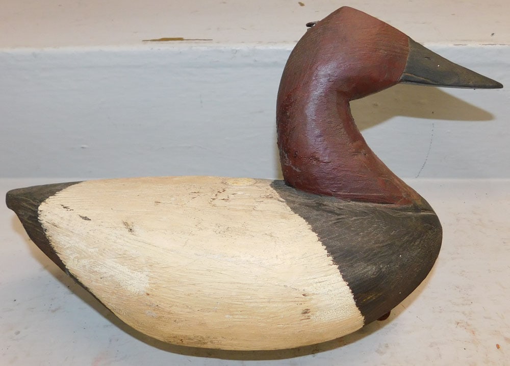 Antique Painted Carved Wood Duck Decoy with Lead Weight Signed Seidel: Antique Painted Carved Wood Duck Decoy with Lead Weight Signed Seidel. 9" H 14" L ALL DESCRIPTIONS AND ANY CONDITION STATEMENT GIVEN BY LANGSTON AUCTION GALLERY ARE STRICTLY OPINIONS AND LANGSTON'S SH