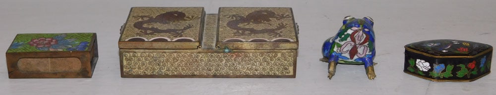 Lot of Cloisonne Items, Including Card Box & Frog (1 of 11)