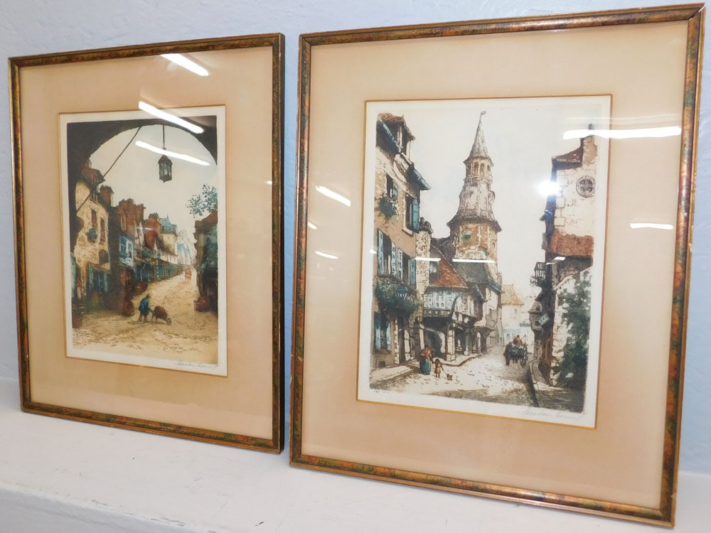 Pair of Framed Colored Etchings Pencil Signed: Pair of Framed Colored Etchings Pencil Signed . 19 1/4" x 15 3/4" ALL DESCRIPTIONS AND ANY CONDITION STATEMENT GIVEN BY LANGSTON AUCTION GALLERY ARE STRICTLY OPINIONS AND LANGSTON'S SHALL HAVE NO