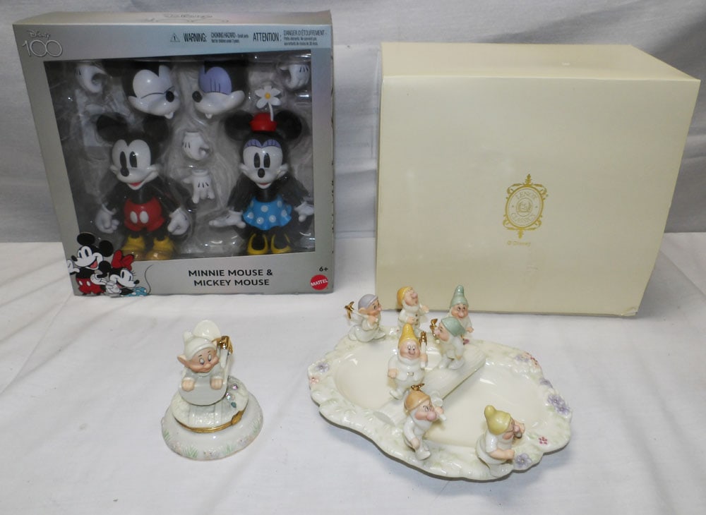 Lot of Two Lenox Disney Figurines & Mattel Mickey Mouse Figurine Set (1 of 4)
