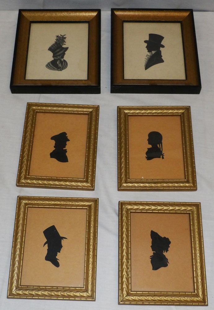 Lot of Framed Silhouettes: Lot of Framed Silhouettes. Up to 7 1/2" H 6 1/2" W "ALL DESCRIPTIONS AND ANY CONDITION STATEMENT GIVEN BY LANGSTON AUCTION GALLERY ARE STRICTLY OPINIONS AND LANGSTON'S SHALL HAVE NO RESPONSIBILITY FOR