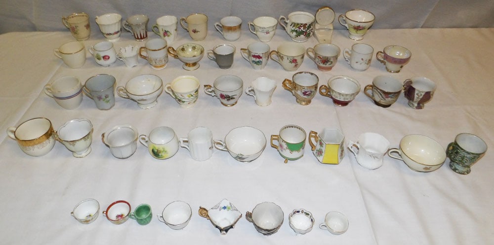 Lot of Porcelain Cups & Saucers: Lot of Porcelain Cups & Saucers . Up to 5 1/2" Dia. "ALL DESCRIPTIONS AND ANY CONDITION STATEMENT GIVEN BY LANGSTON AUCTION GALLERY ARE STRICTLY OPINIONS AND LANGSTON'S SHALL HAVE NO RESPONSIBILITY FO