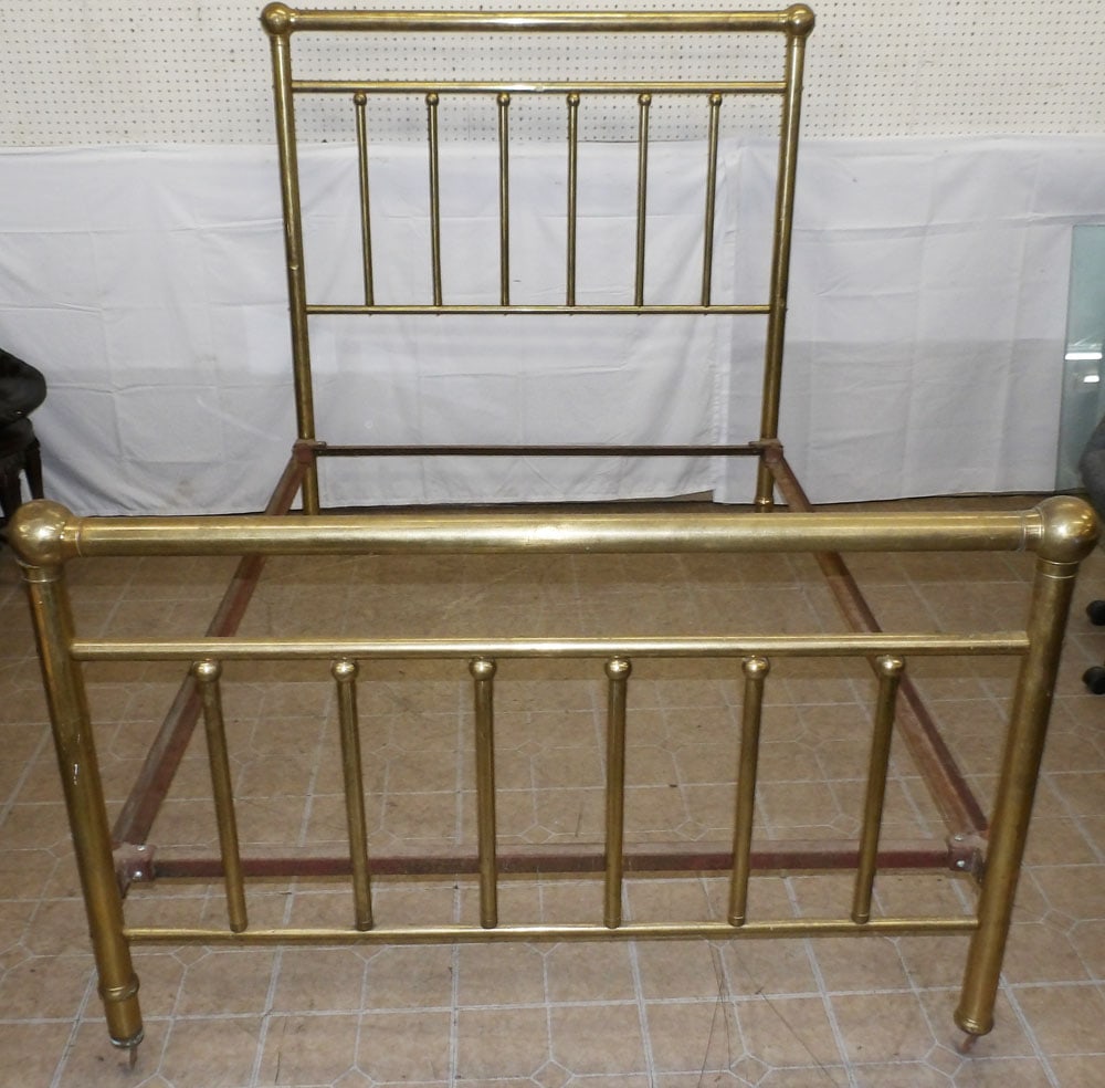 Antique Brass Bed with Rails (1 of 4)
