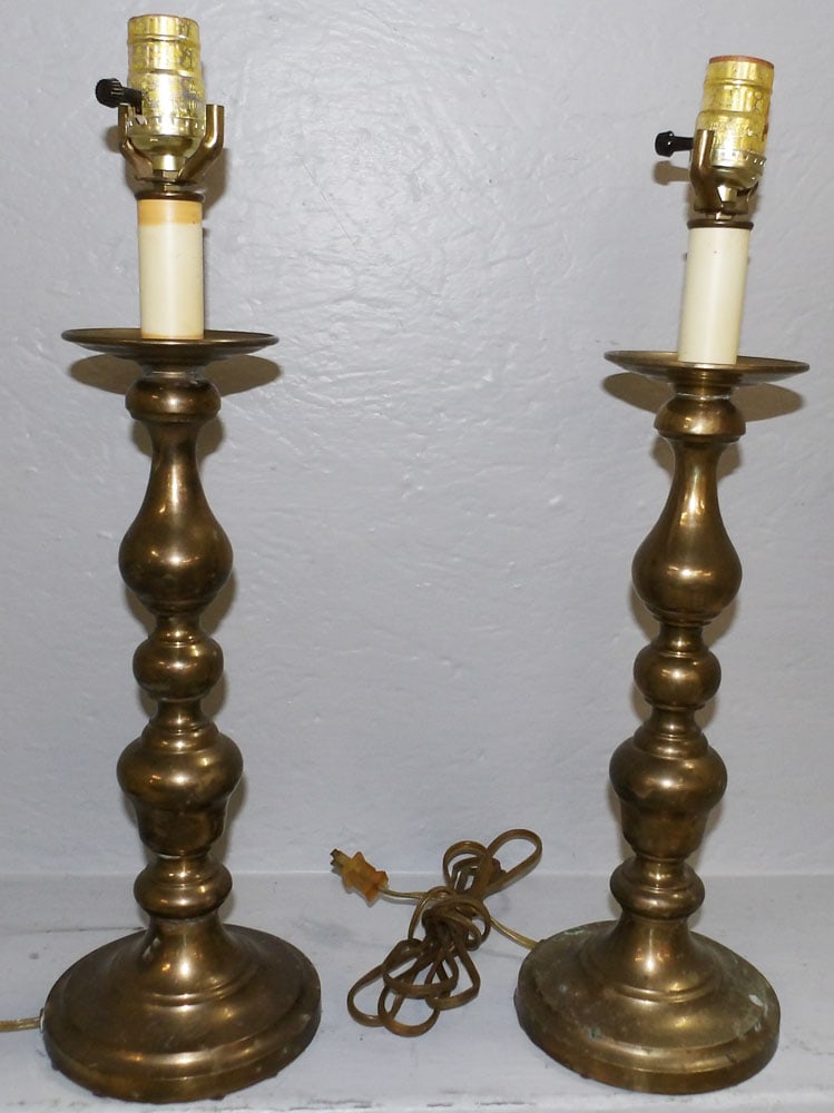 Pair of Brass Candlestick Lamps (1 of 2)