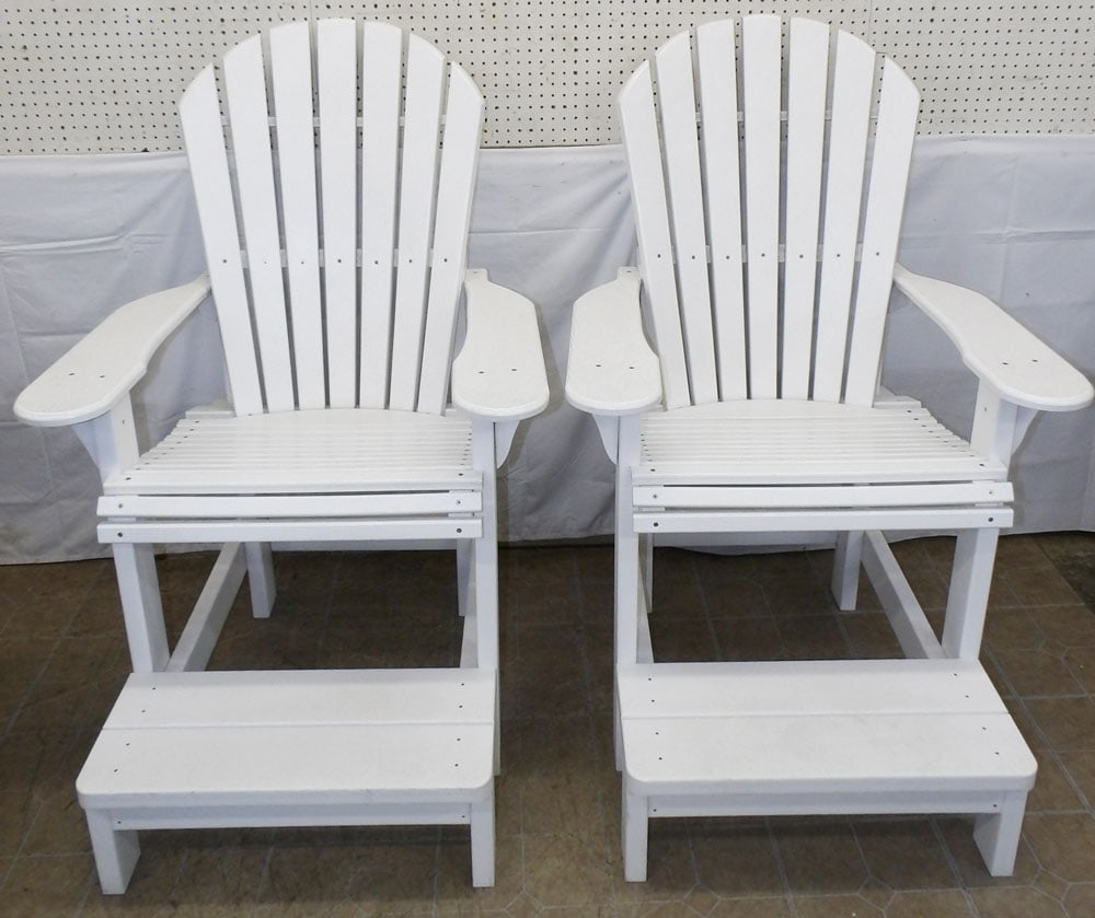 Pair of Polywood Chairs by Built to Last: Pair of Polywood Chairs by Built to Last. 55" H 34 1/2" W 36" D "ALL DESCRIPTIONS AND ANY CONDITION STATEMENT GIVEN BY LANGSTON AUCTION GALLERY ARE STRICTLY OPINIONS AND LANGSTON'S SHALL HAVE NO