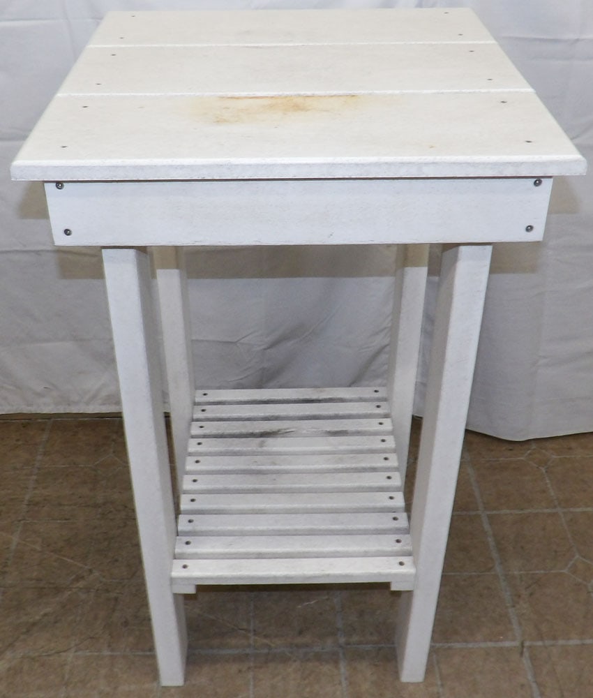 Polywood Table by Built to Last: Polywood Table by Built to Last. 36 3/4" H 22 3/4" W 22" D "ALL DESCRIPTIONS AND ANY CONDITION STATEMENT GIVEN BY LANGSTON AUCTION GALLERY ARE STRICTLY OPINIONS AND LANGSTON'S SHALL HAVE NO