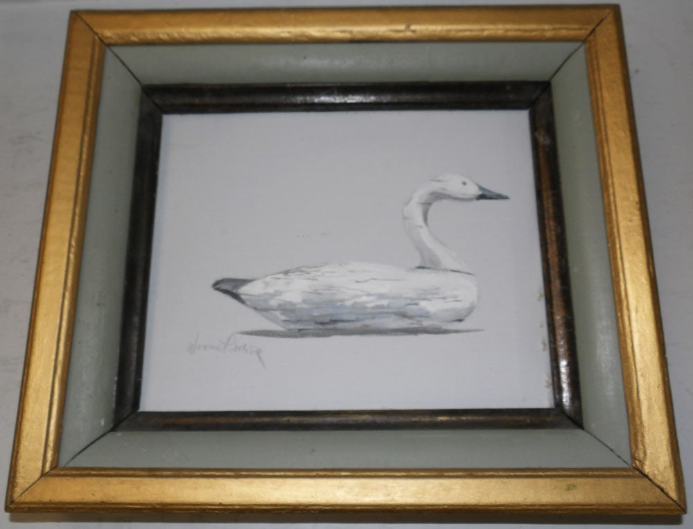 Framed Oil on Board of Swan Decoy Artist Signed: Framed Oil on Board of Swan Decoy Artist Signed . 14" x 12" "ALL DESCRIPTIONS AND ANY CONDITION STATEMENT GIVEN BY LANGSTON AUCTION GALLERY ARE STRICTLY OPINIONS AND LANGSTON'S SHALL HAVE NO