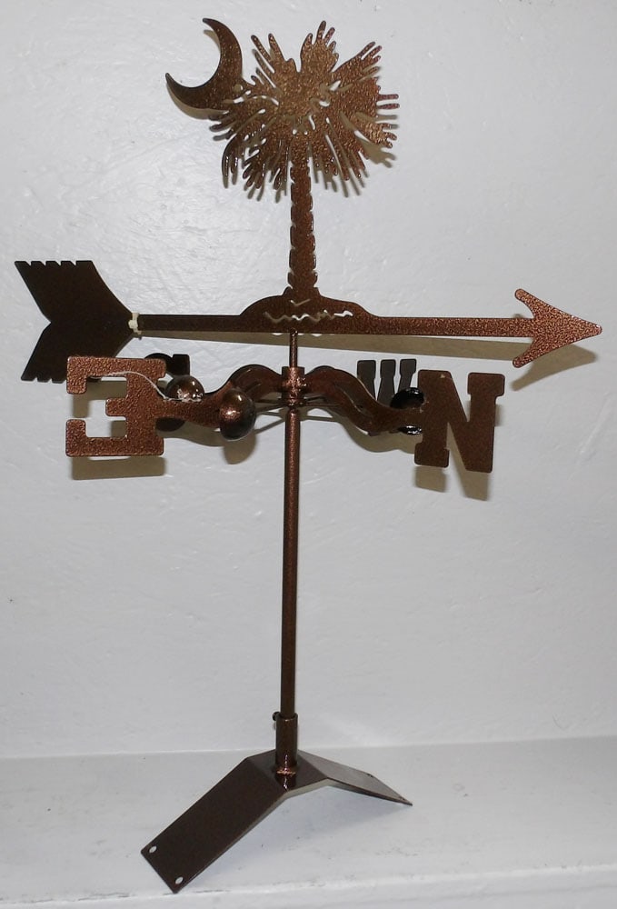 Painted Metal Weathervane: Painted Metal Weathervane . 27 3/4" H 20 1/2" W "ALL DESCRIPTIONS AND ANY CONDITION STATEMENT GIVEN BY LANGSTON AUCTION GALLERY ARE STRICTLY OPINIONS AND LANGSTON'S SHALL HAVE NO RESPONSIBILITY FOR