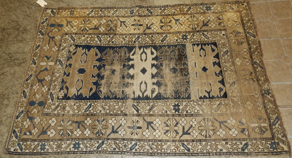 3' 6" x 5' 2" Antique Hand Made Rug: 3' 6" x 5' 2" Antique Hand Made Rug . "ALL DESCRIPTIONS AND ANY CONDITION STATEMENT GIVEN BY LANGSTON AUCTION GALLERY ARE STRICTLY OPINIONS AND LANGSTON'S SHALL HAVE NO RESPONSIBILITY FOR ERRORS OR