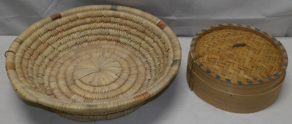 Two Baskets: Two Baskets . Up to 17 3/4" Dia. "ALL DESCRIPTIONS AND ANY CONDITION STATEMENT GIVEN BY LANGSTON AUCTION GALLERY ARE STRICTLY OPINIONS AND LANGSTON'S SHALL HAVE NO RESPONSIBILITY FOR ERRORS OR