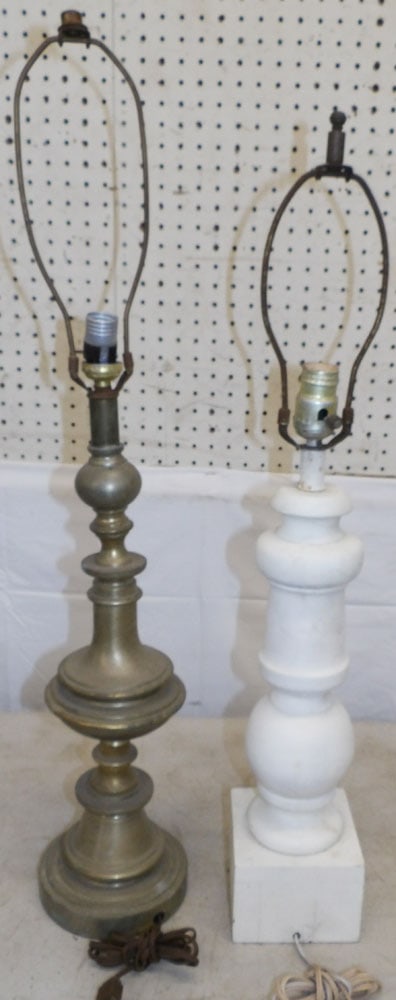 Brass Lamp & Painted Wood Lamp (1 of 3)