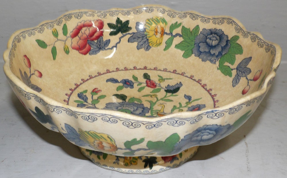 Antique Mason's English Porcelain Bowl, "Regency": Antique Mason's English Porcelain Bowl, "Regency". 4" H 10 1/2" Dia. "ALL DESCRIPTIONS AND ANY CONDITION STATEMENT GIVEN BY LANGSTON AUCTION GALLERY ARE STRICTLY OPINIONS AND LANGSTON'S SHALL HAVE NO