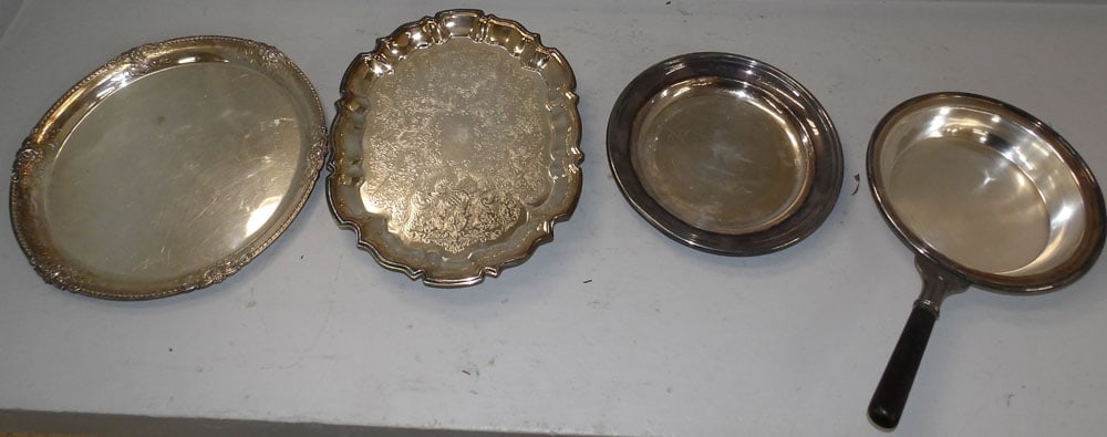 Lot of Silverplated Items: Lot of Silverplated Items . Up to 13 1/2" Dia. "ALL DESCRIPTIONS AND ANY CONDITION STATEMENT GIVEN BY LANGSTON AUCTION GALLERY ARE STRICTLY OPINIONS AND LANGSTON'S SHALL HAVE NO RESPONSIBILITY FOR