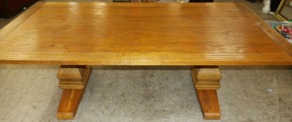 Teak Wood Two Pedestal Dining Table (1 of 6)