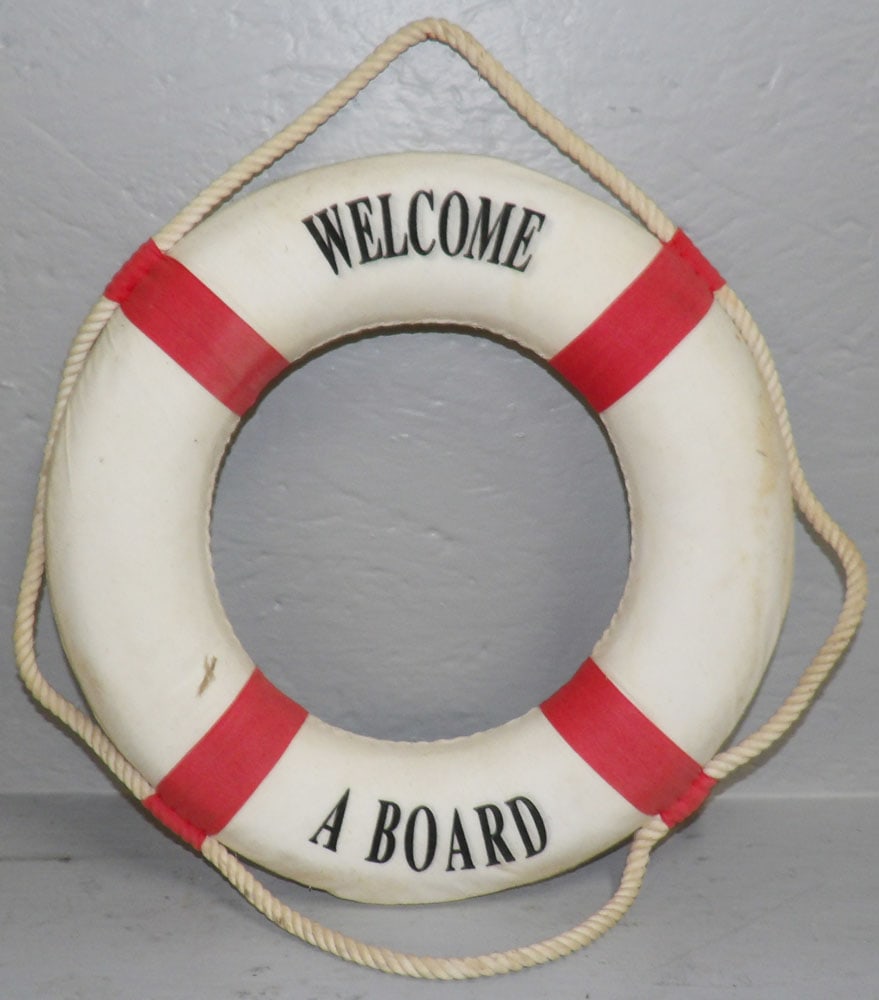 Decorative Life Saver Wall Hanging: Decorative Life Saver Wall Hanging . 13 3/4" Dia. "ALL DESCRIPTIONS AND ANY CONDITION STATEMENT GIVEN BY LANGSTON AUCTION GALLERY ARE STRICTLY OPINIONS AND LANGSTON'S SHALL HAVE NO RESPONSIBILITY FOR