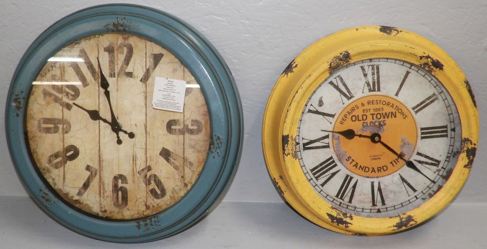 Two Painted Metal Wall Clocks (1 of 6)