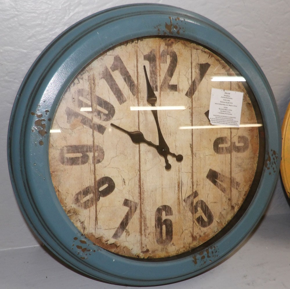 Two Painted Metal Wall Clocks - 3