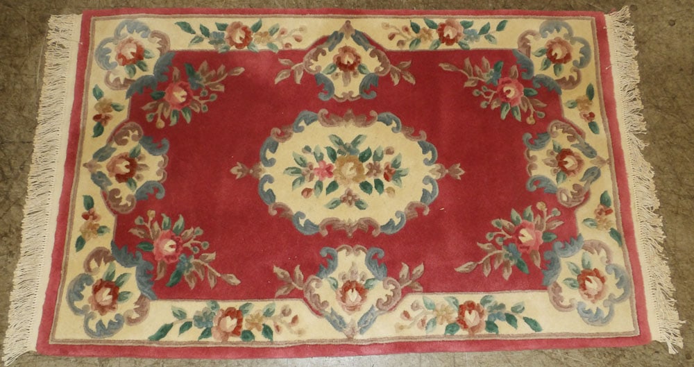 4' 6" x 6' 3" Chinese Aubusson Rug: 4' 6" x 6' 3" Chinese Aubusson Rug. "ALL DESCRIPTIONS AND ANY CONDITION STATEMENT GIVEN BY LANGSTON AUCTION GALLERY ARE STRICTLY OPINIONS AND LANGSTON'S SHALL HAVE NO RESPONSIBILITY FOR ERRORS OR